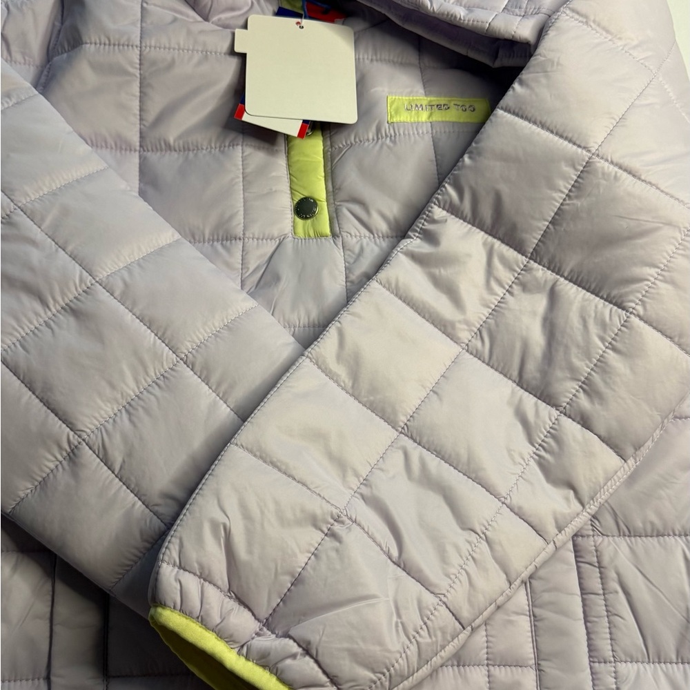 Limited Too Quilted pullover‎ in Lilac with Neon Yellow Trim
